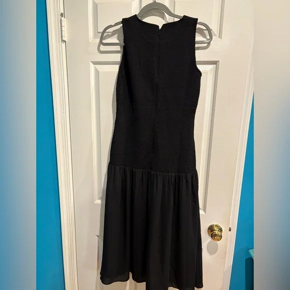 Ann Taylor smocked bodice drop waist midi dress black new with tags 4 6 - Picture 4 of 8